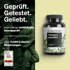 Vitamin C gepuffert 500mg – 120 Kapseln – magenschonend – pflanzliche Fermentation|natural elements Online