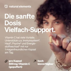 Vitamin C gepuffert 500mg – 120 Kapseln – magenschonend – pflanzliche Fermentation|natural elements Online