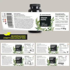 Vitamin D3 + K2 – > 99,7% all-trans MK-7 & 2000 IE Vitamin D3 – 240 Tabletten|natural elements Discount