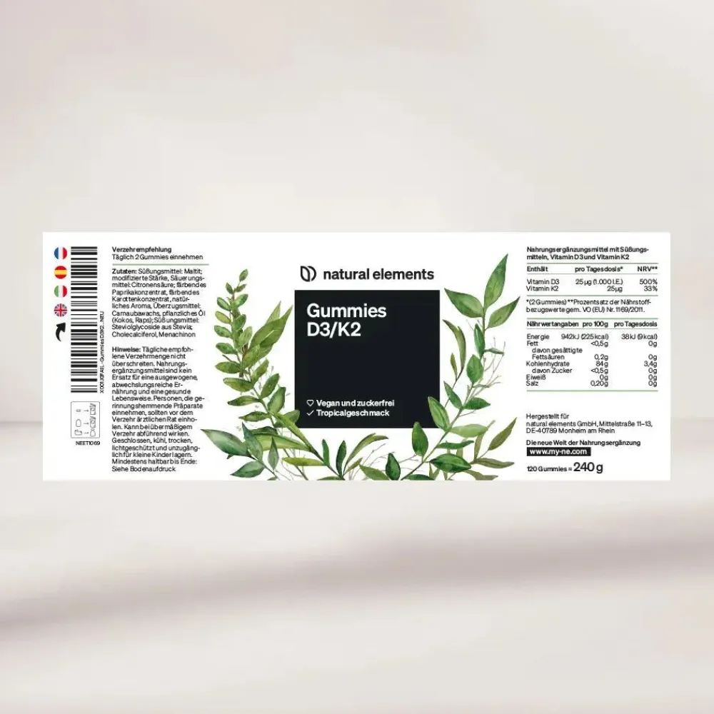 Vitamin D3/K2 – 120 Gummies – 1.000I.E. D3/Tag – Tropical – Markenrohstoff K2VITAL®>natural elements Discount