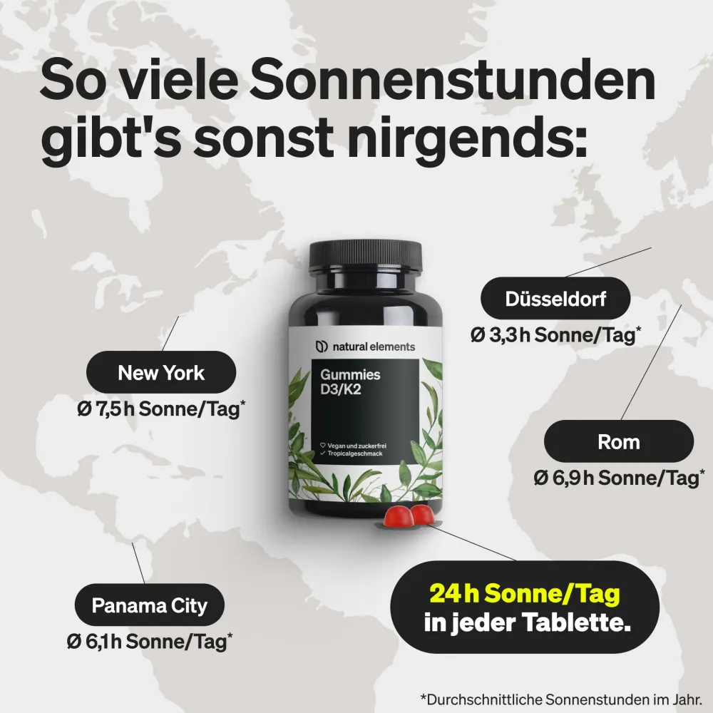 Vitamin D3/K2 – 120 Gummies – 1.000I.E. D3/Tag – Tropical – Markenrohstoff K2VITAL®>natural elements Discount