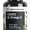 Vitamin D3/K2 + Omega 3 – Premium K2VITAL® 99,7+% All-Trans, Omega 3 Triglycerid|natural elements New
