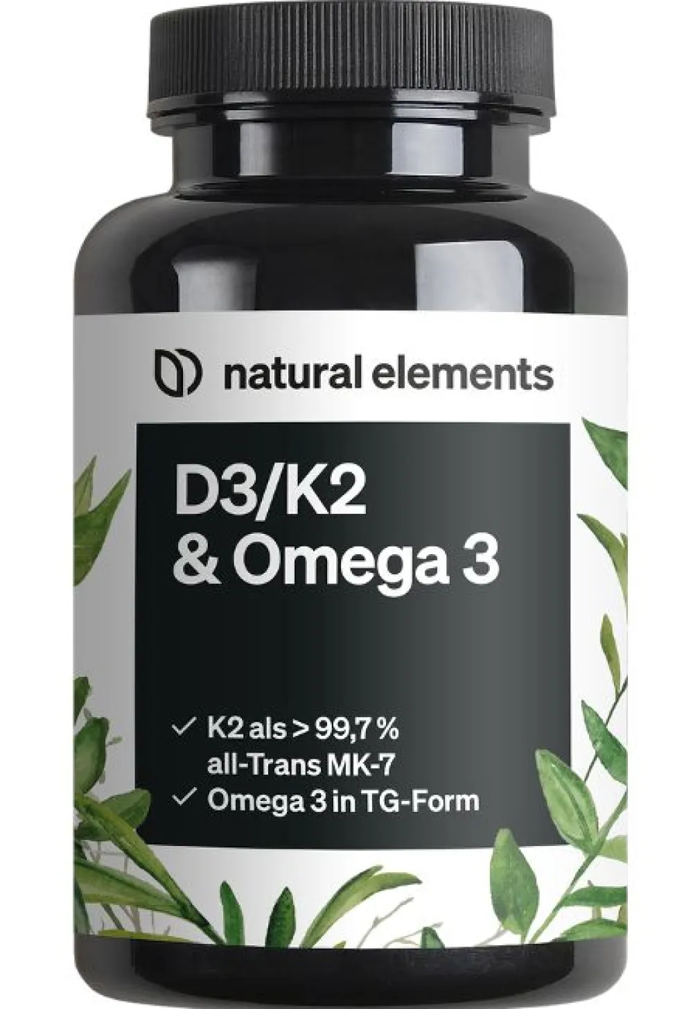 Vitamin D3/K2 + Omega 3 – Premium K2VITAL® 99,7+% All-Trans, Omega 3 Triglycerid|natural elements New