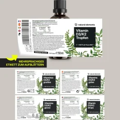 Vitamin D3 + K2 Tropfen – 99,7+% All-Trans K2VITAL® von Kappa + Vitamin D3|natural elements New
