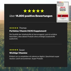 Vitamin D3 + K2 Tropfen – 99,7+% All-Trans K2VITAL® von Kappa + Vitamin D3|natural elements New