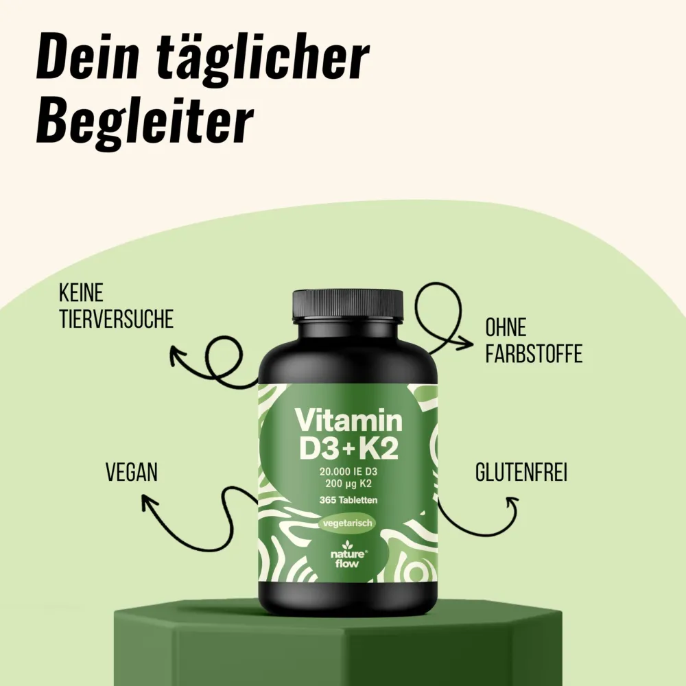 Nature Flow Vitamin D3 K2 Tabletten 20000 IE| Discount