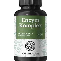 NATURE LOVE® Enzym Komplex - 120 Stk - Lipase & α-Amylase | - Bromelain, Rutin, Cellulase & Inulin|