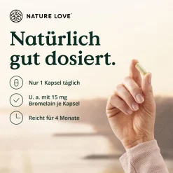 NATURE LOVE® Enzym Komplex - 120 Stk - Lipase & α-Amylase | - Bromelain, Rutin, Cellulase & Inulin|