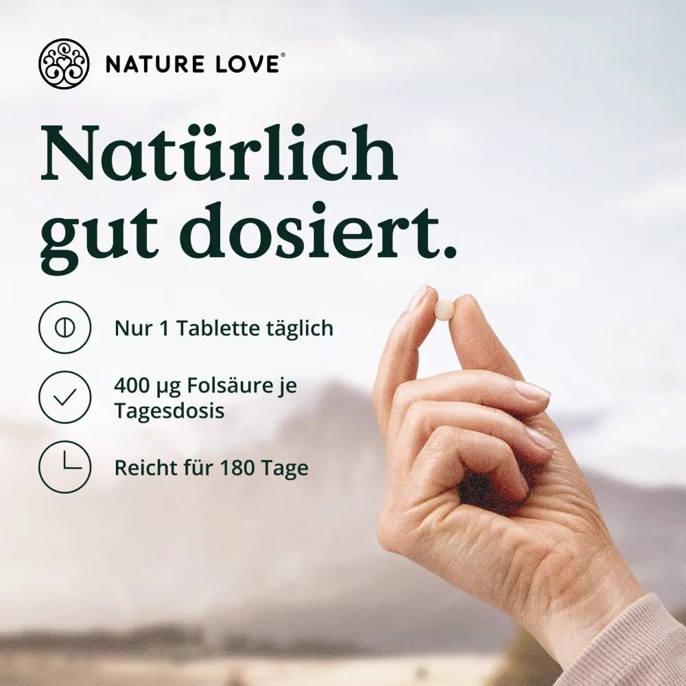 ® Folsäure Quatrefolic® – 180 Tabletten – 400 μg pro Tablette>NATURE LOVE Discount