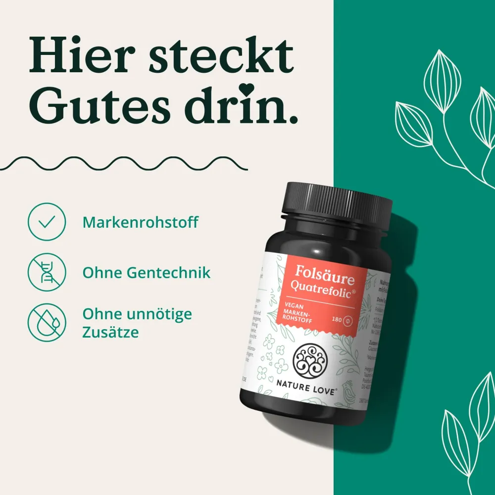 ® Folsäure Quatrefolic® – 180 Tabletten – 400 μg pro Tablette>NATURE LOVE Discount