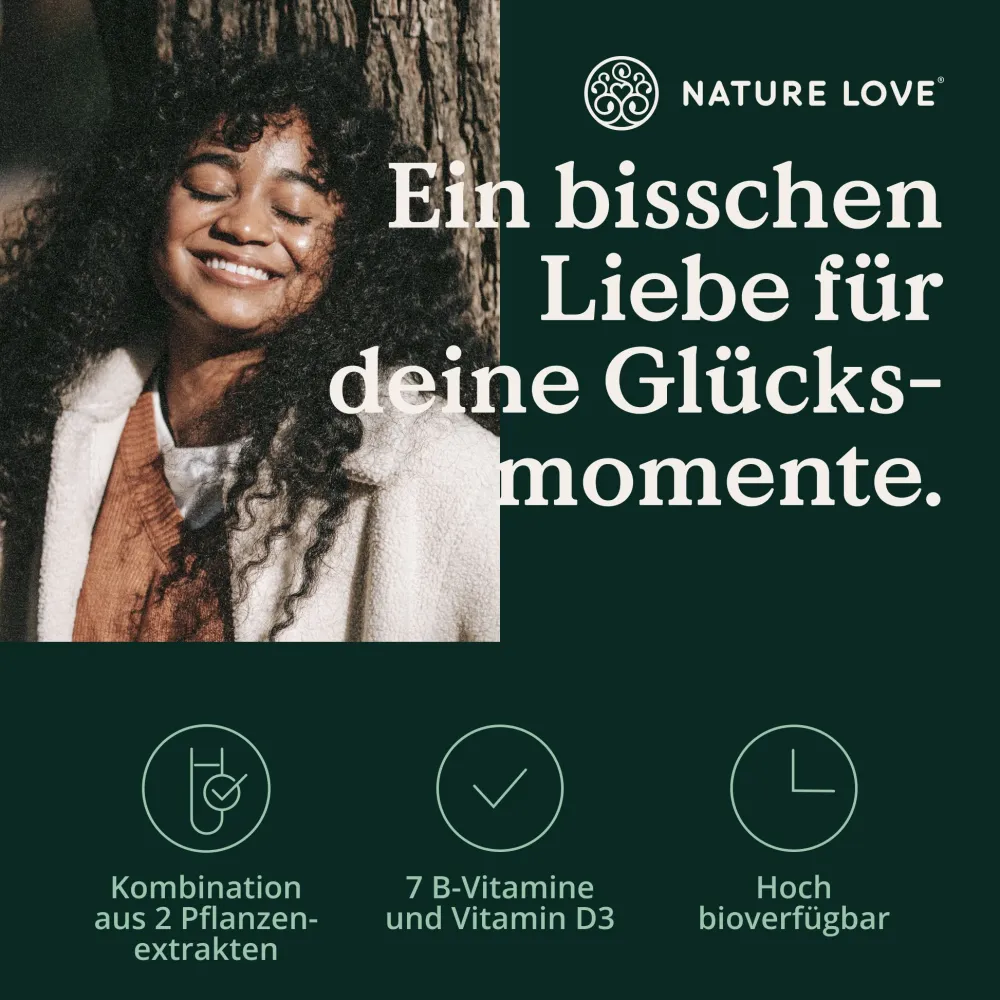 NATURE LOVE® Glück Rhodiola Rosea-Extrakt, L-Tryptophan, Rosenwurz- und Grünteeextrakt – 120 Kapseln| Outlet