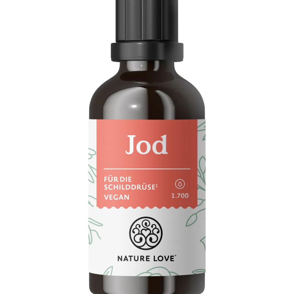 NATURE LOVE® Jod Tropfen - 150µg 50ml - alkoholfrei und vegan - geschmacksneutral>