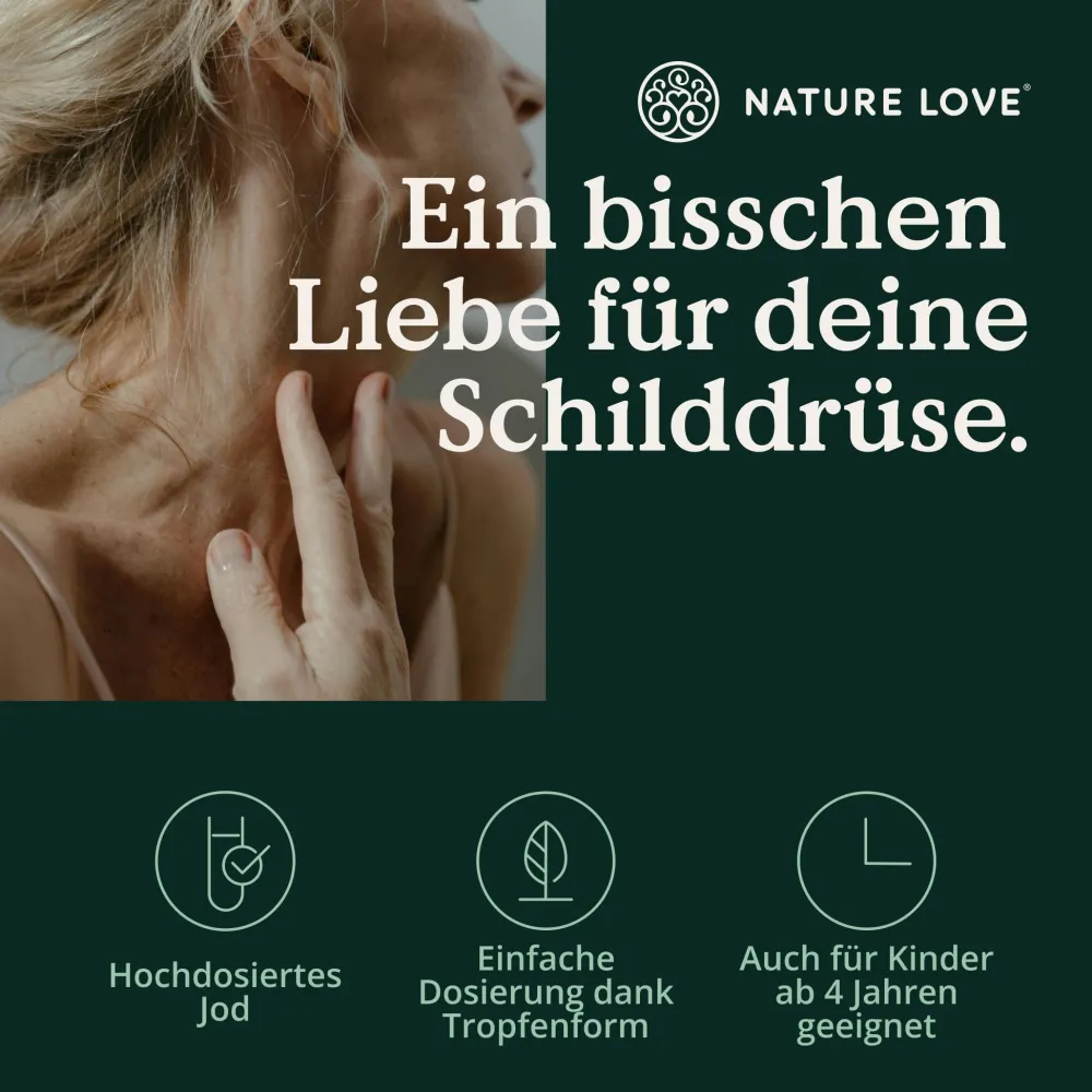 NATURE LOVE® Jod Tropfen - 150µg 50ml - alkoholfrei und vegan - geschmacksneutral>