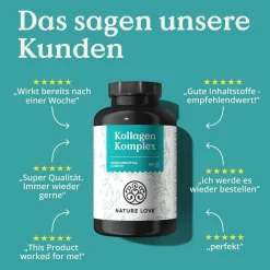 ® Kollagen Komplex – 180 Kapseln mit Hyaluron, Biotin, Zink, Selen, Vitamin C & Silicium|NATURE LOVE Outlet