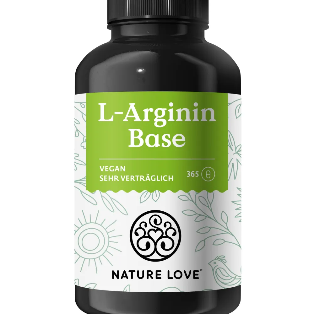 ® L-Arginin Base mit Citrullin - 365 Stk - pflanzliches Arginin BASE Form 99,7+% Reinheit>NATURE LOVE Sale