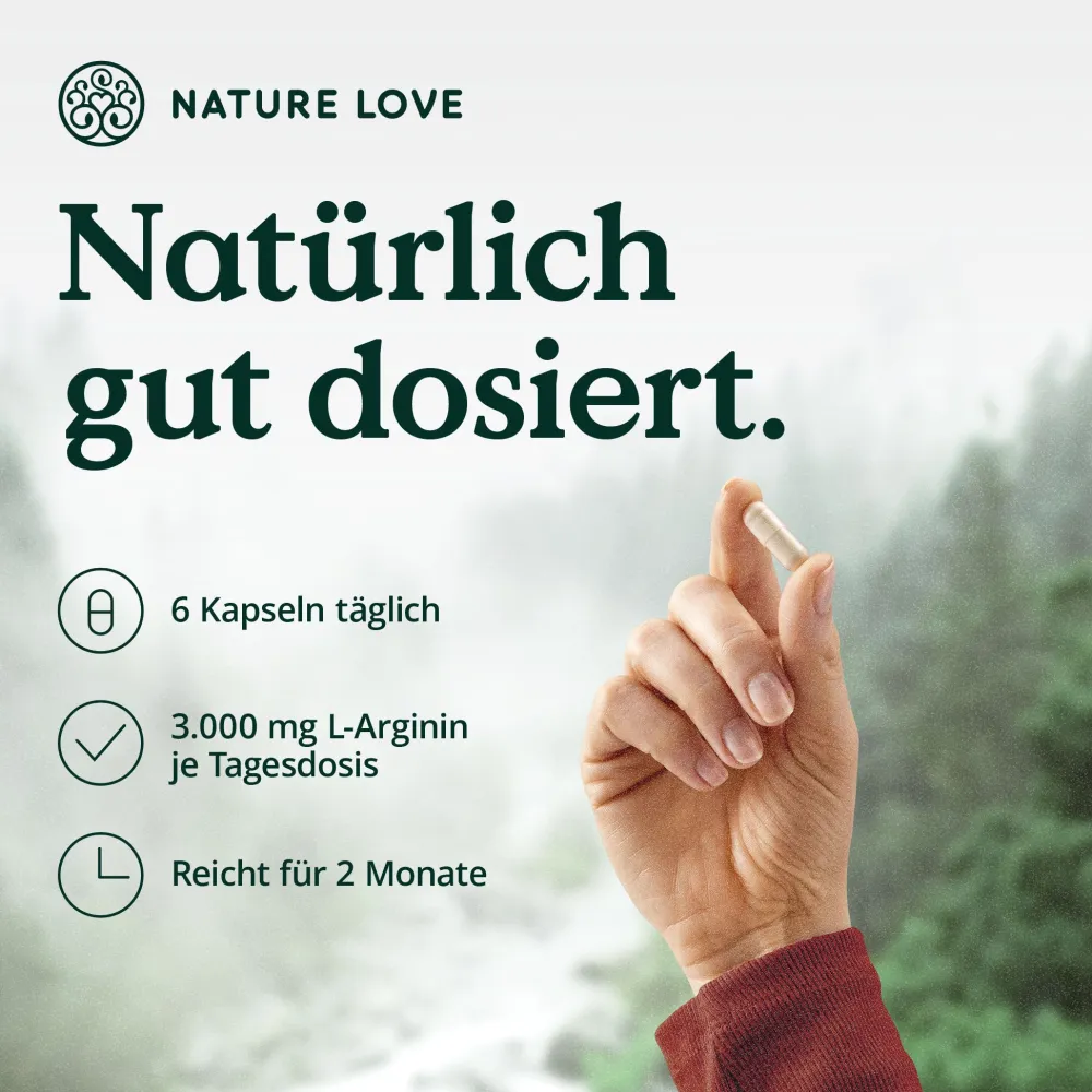 ® L-Arginin Base mit Citrullin - 365 Stk - pflanzliches Arginin BASE Form 99,7+% Reinheit>NATURE LOVE Sale