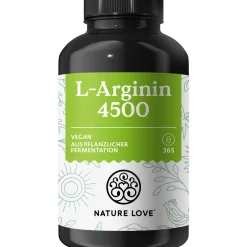 ® L-Arginin - 365 Kapseln - Hochdosiert: 4500mg HCL (davon 3.750 mg Arginin)/Tagesdosis>NATURE LOVE New