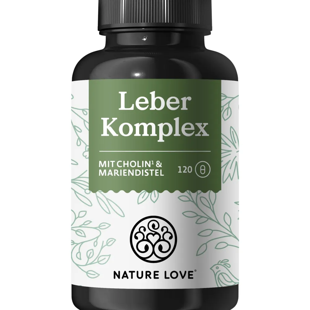 ® Leber Komplex - 120 Kapseln - Mariendistel, Cholin, Artischockenextrakt, Curcuma & Zink|NATURE LOVE Discount