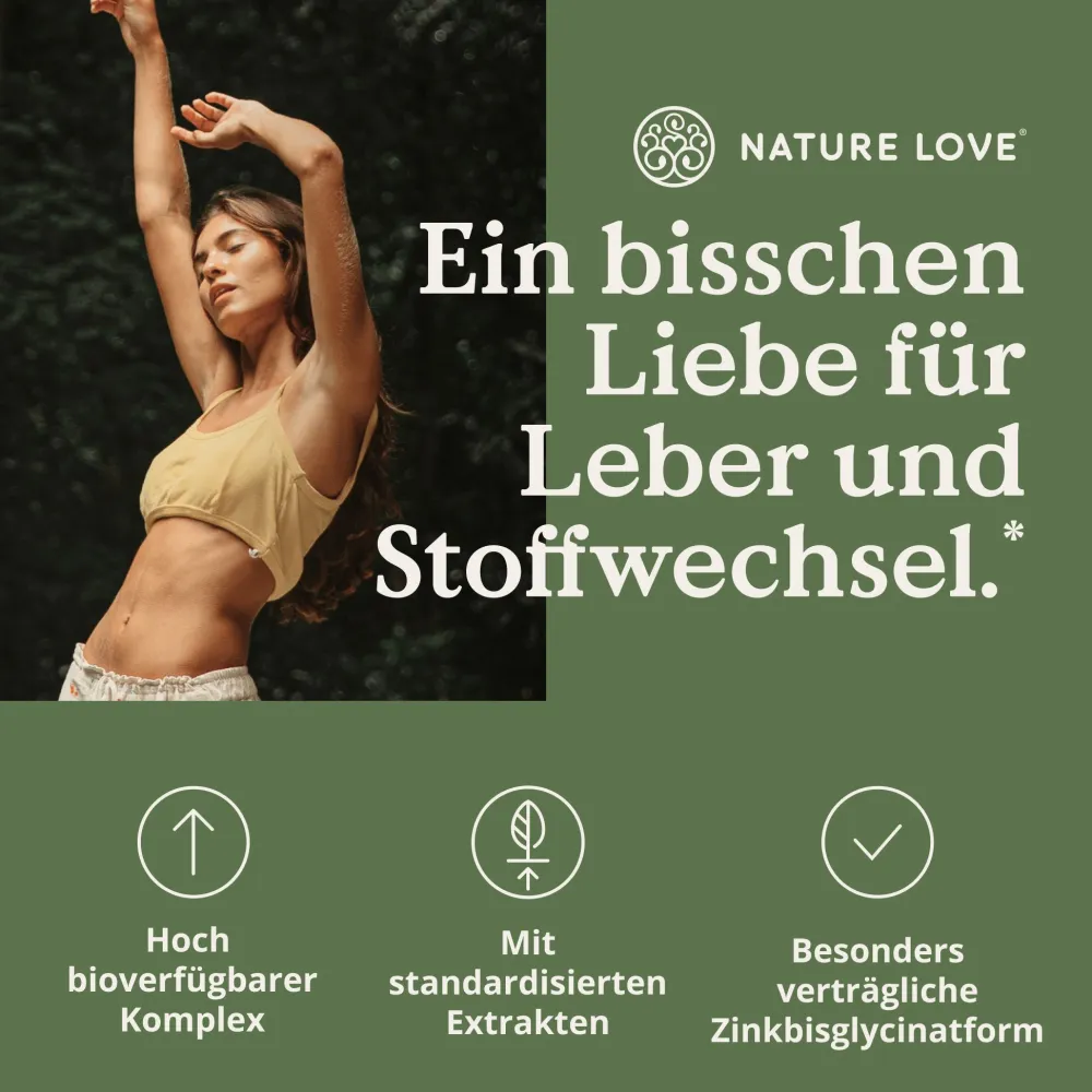 ® Leber Komplex - 120 Kapseln - Mariendistel, Cholin, Artischockenextrakt, Curcuma & Zink|NATURE LOVE Discount