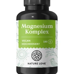 ® Magnesium Komplex - 180 Kapseln - 400mg elementares Magnesium/Tagesdosis>NATURE LOVE Clearance