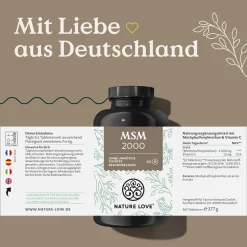 ® MSM 2000mg mit Vitamin C - 365 Tabletten - Kompakteres MSM Pulver als bei Kapseln|NATURE LOVE Clearance