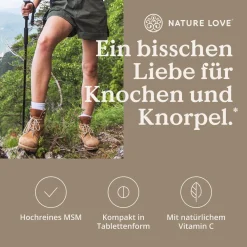 ® MSM 2000mg mit Vitamin C - 365 Tabletten - Kompakteres MSM Pulver als bei Kapseln|NATURE LOVE Clearance
