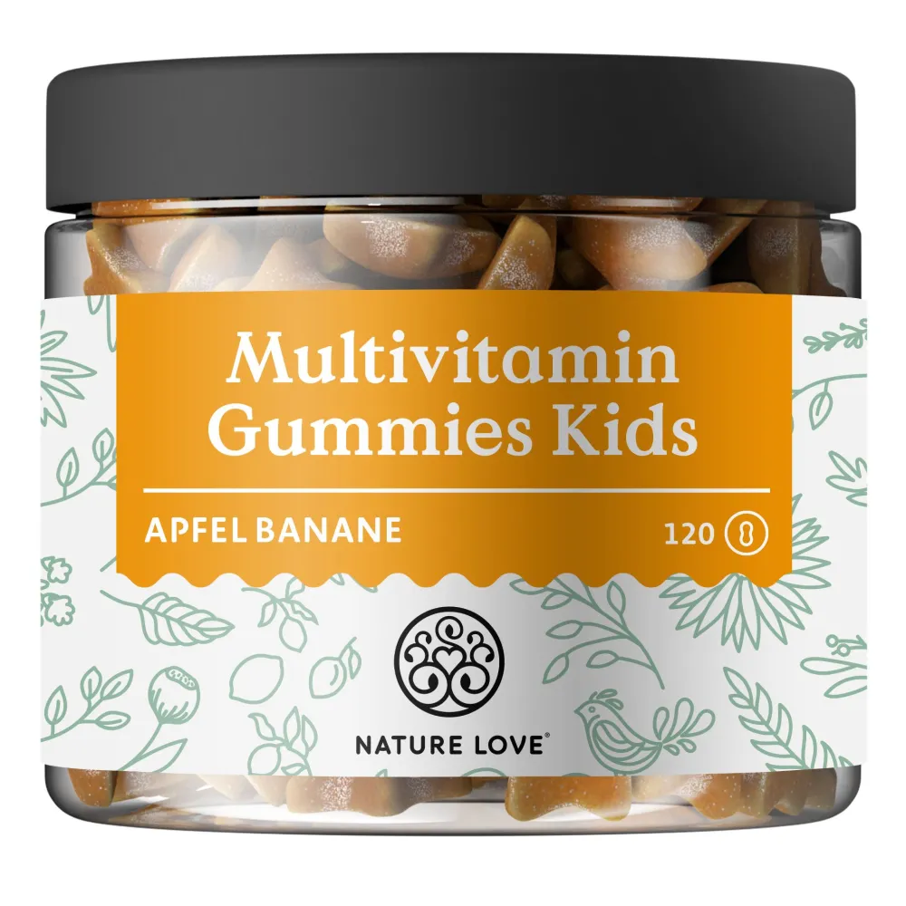 ® Multivitamin Gummies Kids – 120 Stk – ohne Zuckerzusatz – Vit A, B1, B3, B6, B7, B12, E|NATURE LOVE