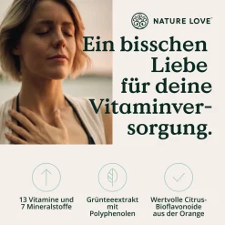 NATURE LOVE® Multivitamin Komplex – 180 Kapseln – Vit A-Z & Mineralstoffe – Grünteeextrakt><noscript><img width=