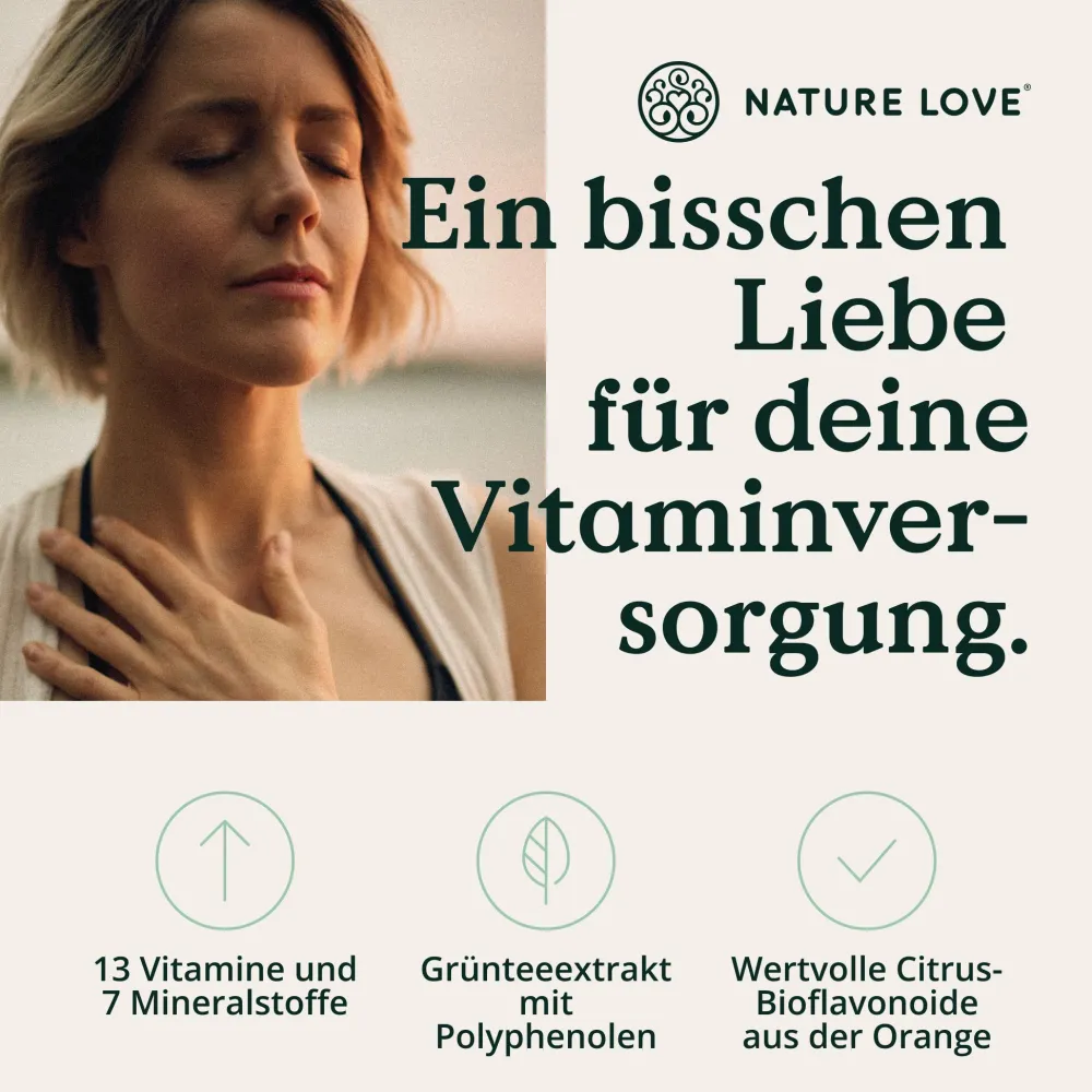 NATURE LOVE® Multivitamin Komplex – 180 Kapseln – Vit A-Z & Mineralstoffe – Grünteeextrakt> Online
