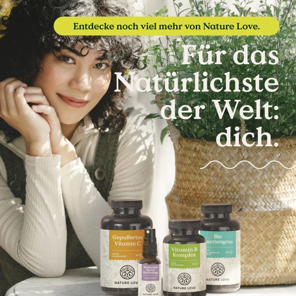 NATURE LOVE® Nacht - 90 Stk - natürliches Melatonin, Ashwagandha, Baldrian - 0,5mg Melatonin/Kapsel>