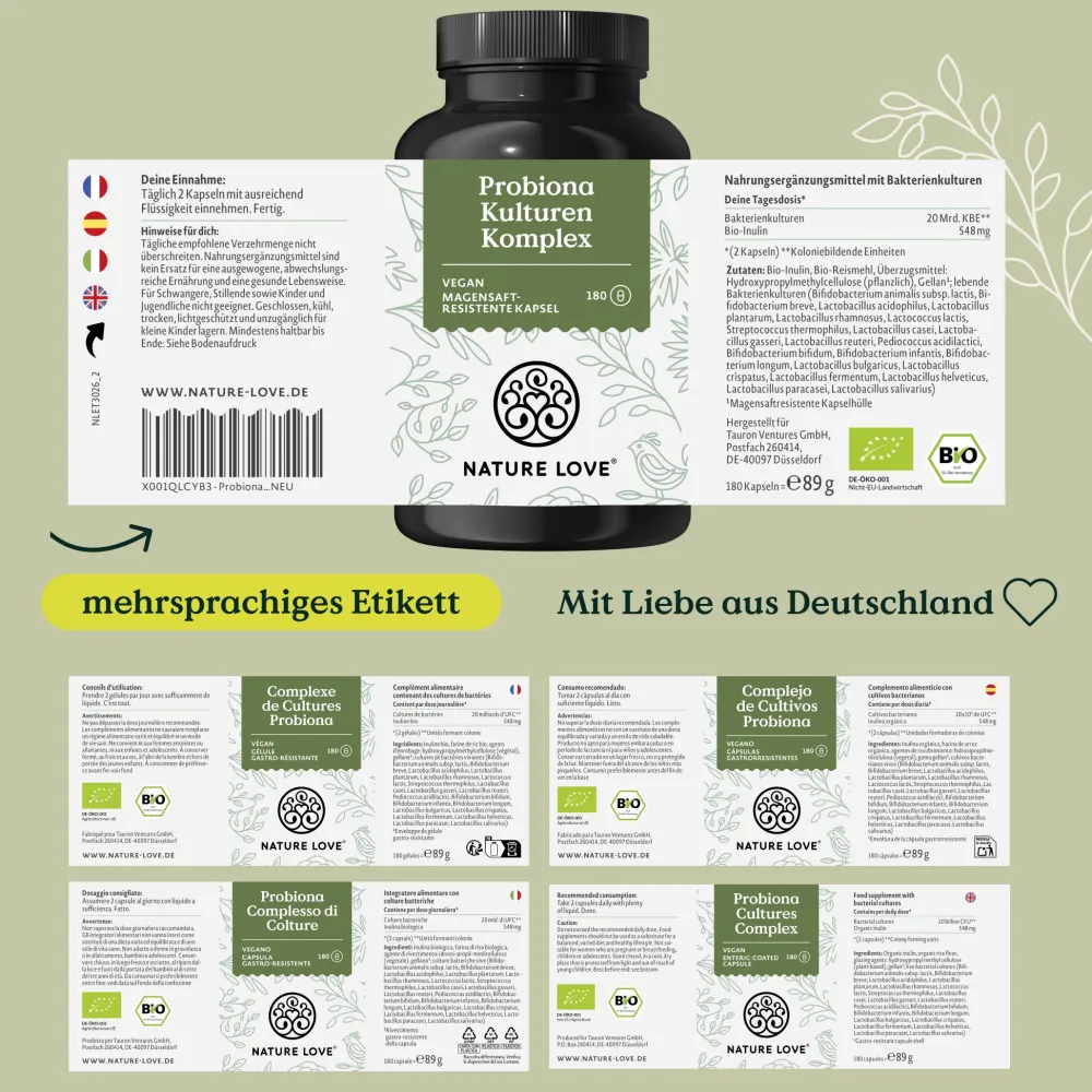 ® Probiona Komplex – 300 Mrd. KBE/g – Lactobacillus & Bifidobakterien 20 Mrd – KBE/Tag|NATURE LOVE Discount