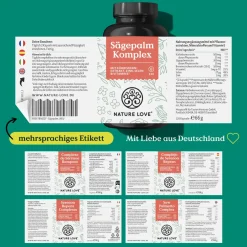 ® Sägepalm Komplex - 120 Kapseln - Sägepalme (Saw Palmetto) mit 5% Phytosterolen>NATURE LOVE Sale