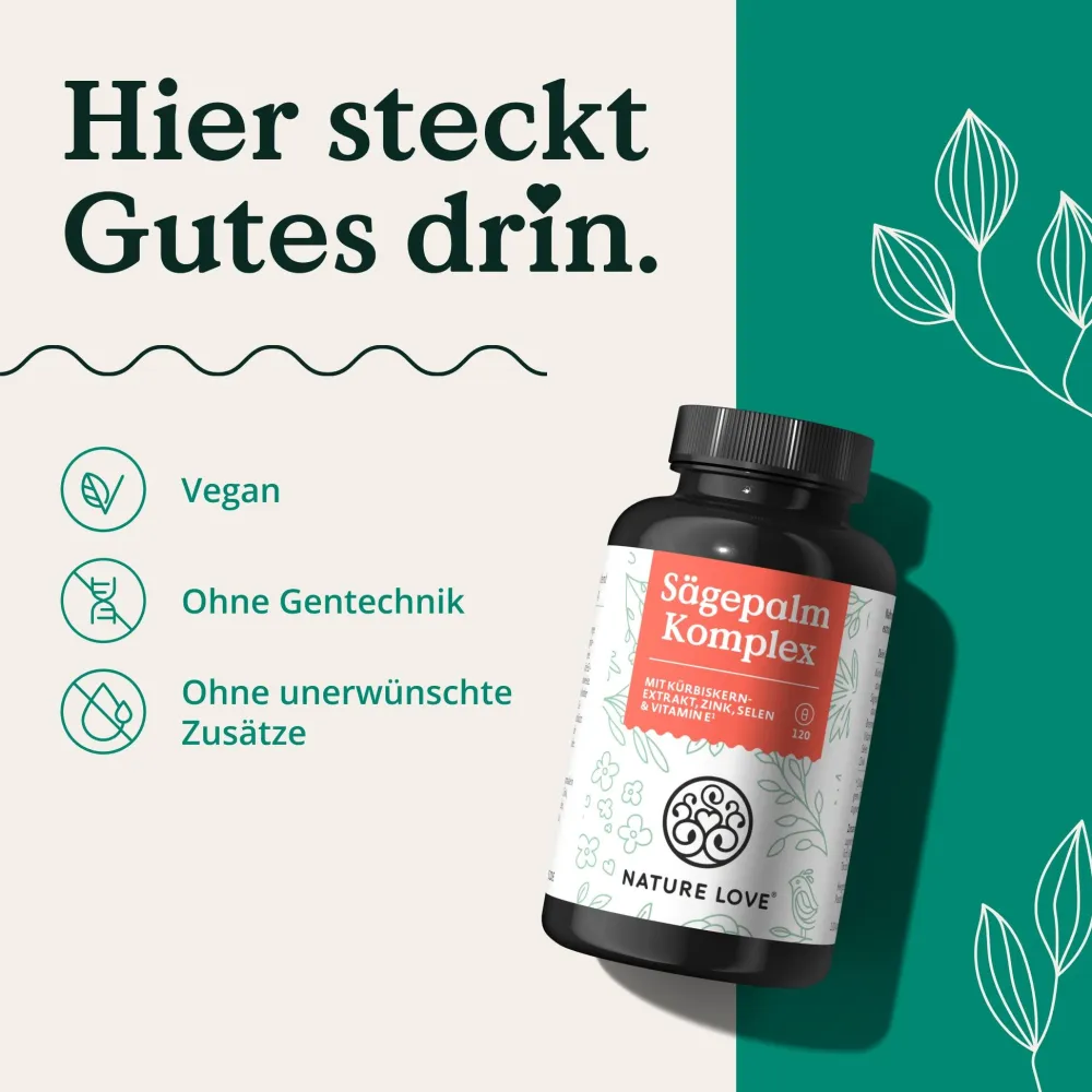® Sägepalm Komplex - 120 Kapseln - Sägepalme (Saw Palmetto) mit 5% Phytosterolen>NATURE LOVE Sale
