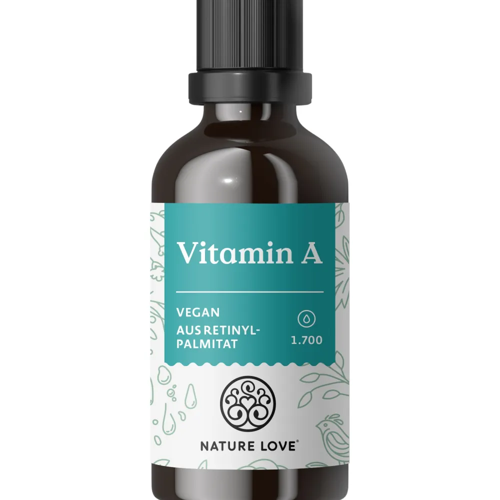 ® Vitamin A Tropfen – 50 ml (1.700 Tropfen) - Retinol aus Retinylpalmitat in MCT-Öl|NATURE LOVE Discount