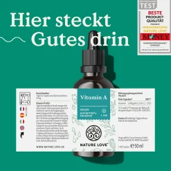 ® Vitamin A Tropfen – 50 ml (1.700 Tropfen) - Retinol aus Retinylpalmitat in MCT-Öl|NATURE LOVE Discount