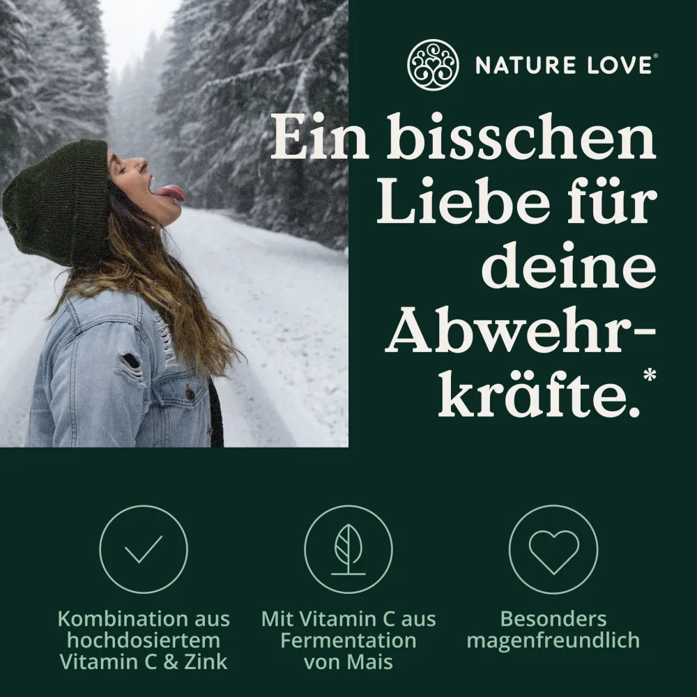 NATURE LOVE® Vitamin C Gepuffert & Zink – 180 Kapseln – hochdosiert 1000mg + 15mg Zink| Sale