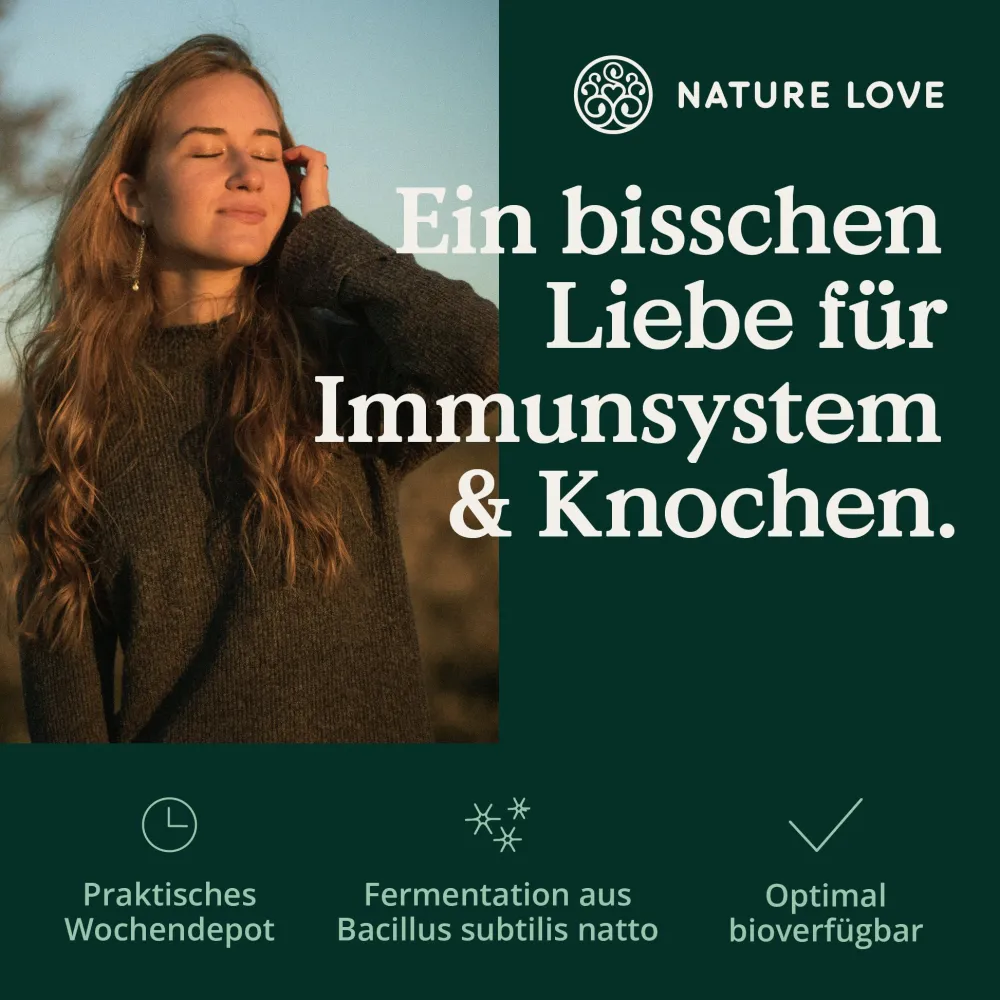 ® Vitamin D3 K2 Wochendepot – 180 Stück – 7000IE D3 + 140µg K2/Tablette >99,7% all-trans>NATURE LOVE Outlet
