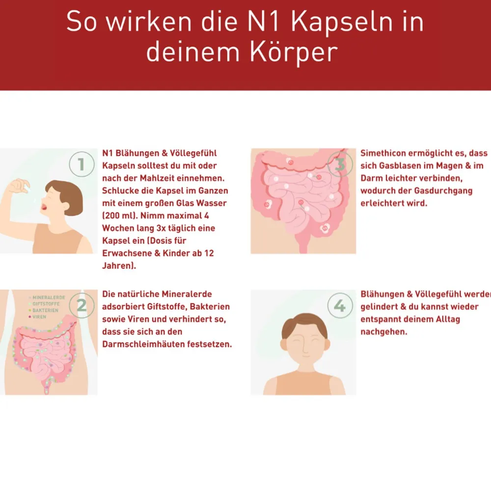 Blähungen & Völlegefühl Kapseln - Natürliche Mineralerden + Simeticon>N1 Sale