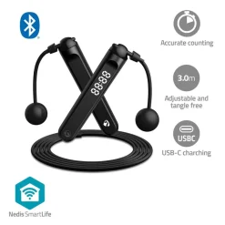 SmartLife Outdoor-Sport / Sprungseil / Bluetooth® / Dual Hall sensor / LED-Anzeige / PVC / 3.>nedis