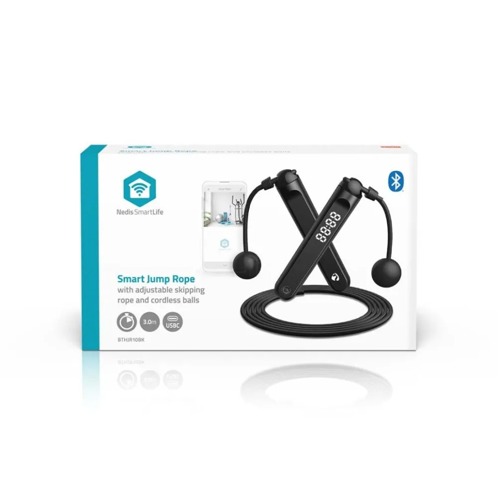 SmartLife Outdoor-Sport / Sprungseil / Bluetooth® / Dual Hall sensor / LED-Anzeige / PVC / 3.>nedis