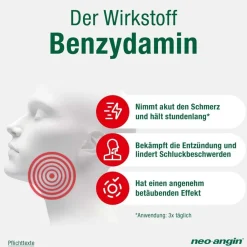 Benzydamin gegen akute Halsschmerzen - Honig-Orangengeschmack - zuckerfrei|neo-angin Discount