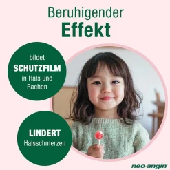 Junior Halsschmerzlutscher mit leckerem Erdbeergeschmack für Kinder ab 3 Jahren|neo-angin