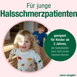 Junior Halsschmerzlutscher mit leckerem Erdbeergeschmack für Kinder ab 3 Jahren|neo-angin