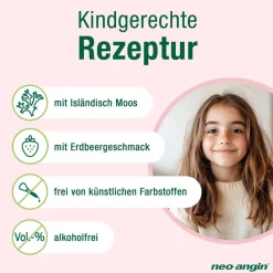 Junior Halsschmerzlutscher mit leckerem Erdbeergeschmack für Kinder ab 3 Jahren|neo-angin