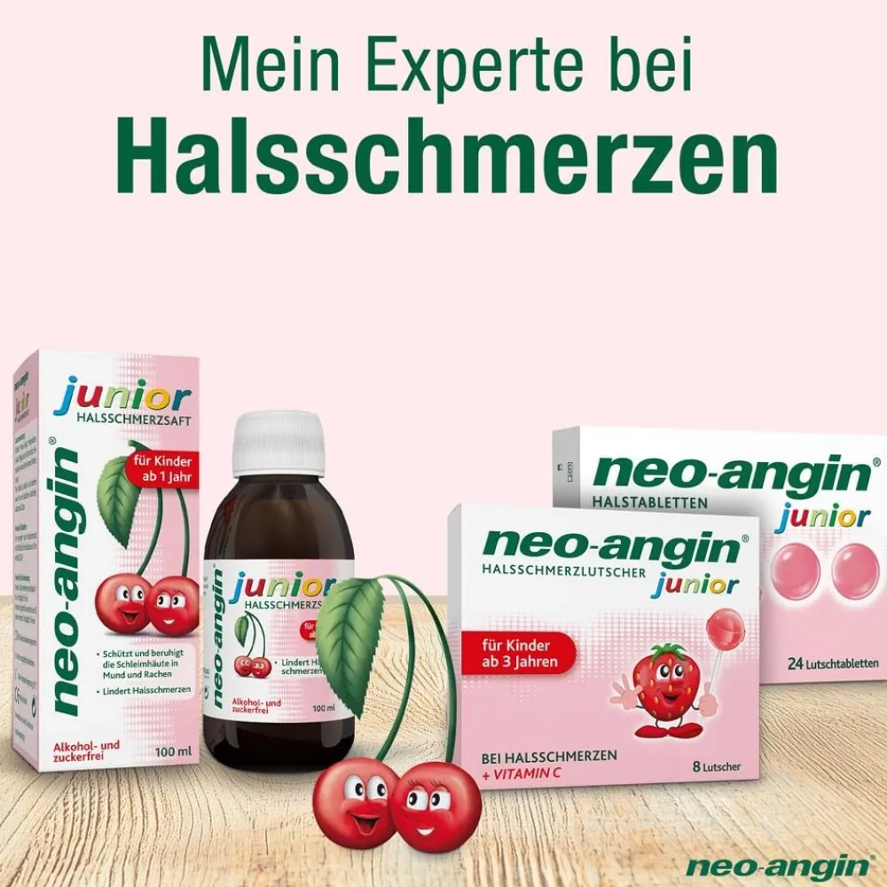 junior Halsschmerzsaft mit leckerem Kirschgeschmack für Kinder ab 1 Jahr - zuckerfrei|neo-angin Discount