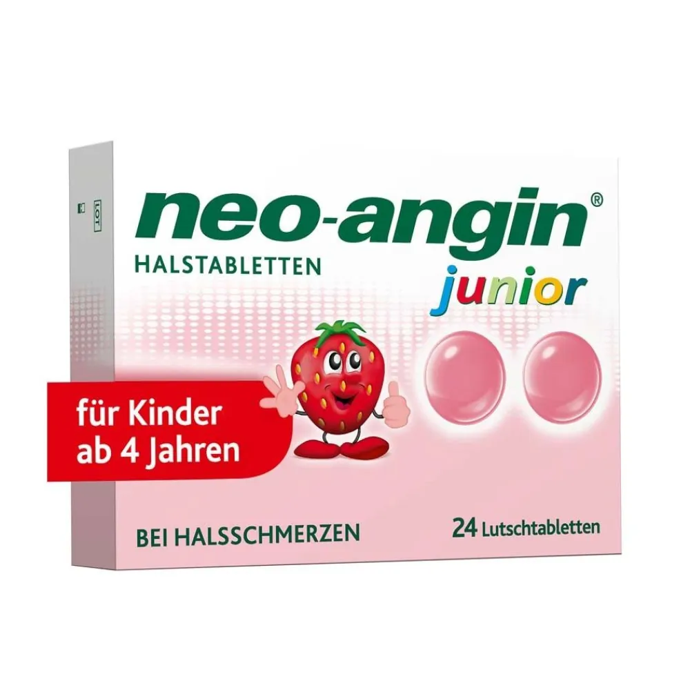 junior Halstabletten mit leckerem Erdbeergeschmack für Kinder ab 4 Jahren|neo-angin
