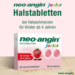 junior Halstabletten mit leckerem Erdbeergeschmack für Kinder ab 4 Jahren|neo-angin