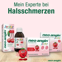 junior Halstabletten mit leckerem Erdbeergeschmack für Kinder ab 4 Jahren|neo-angin