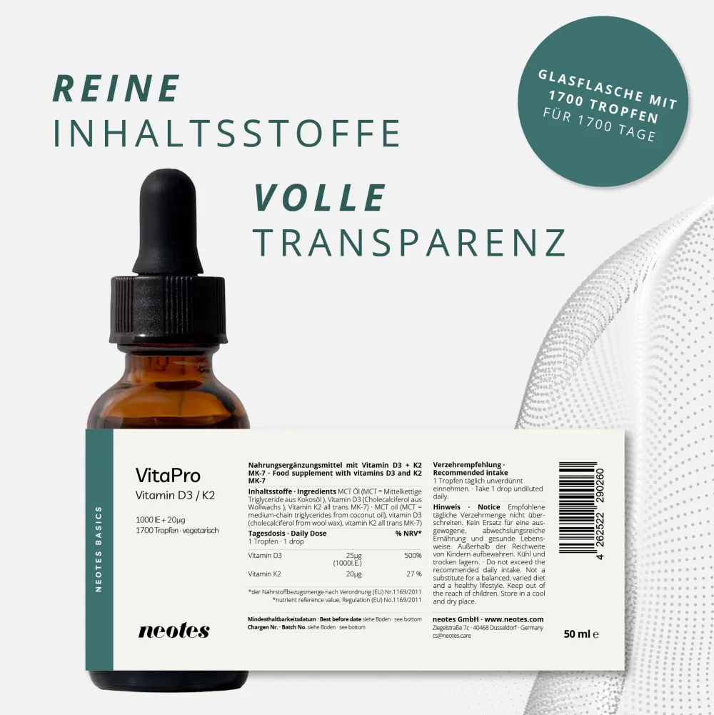 neotes VitaPro Vitamin D3/K2 MK-7 Öl> Clearance