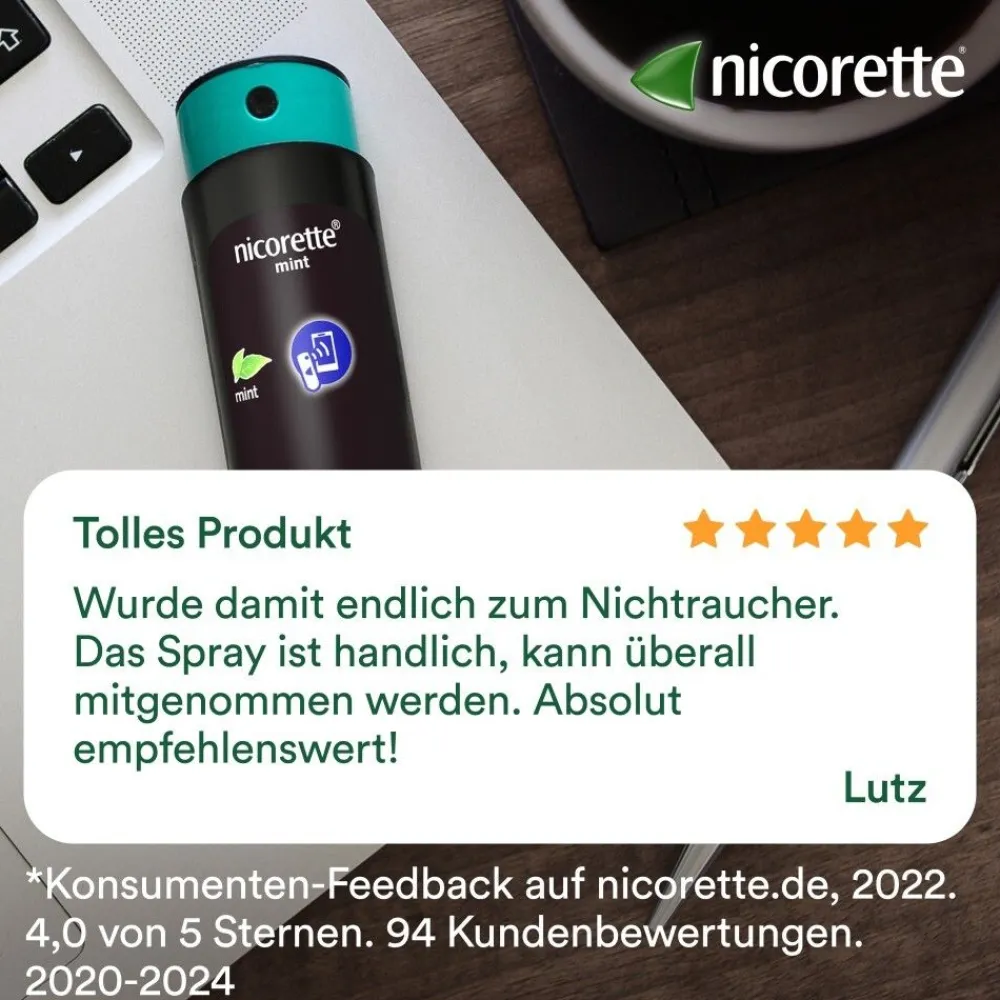 mint Spray zum Rauchen aufhören, mit App-Funktion>Nicorette New